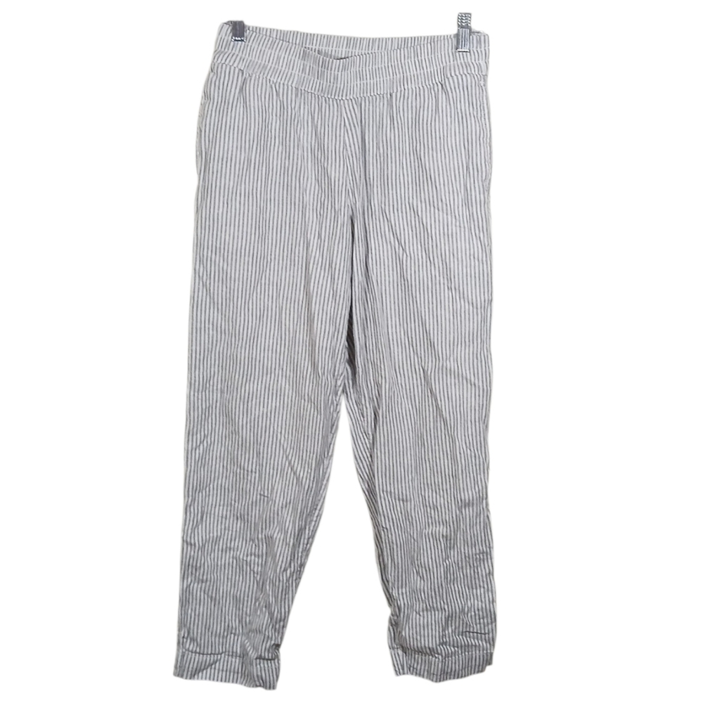 Old Navy High-Waisted Linen-Blend Striped Cropped Pants | Coastal